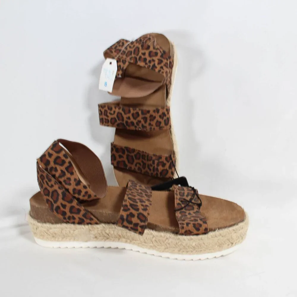 NWT Time and Tru Leopard Platform Espadrille Sandals – Size 8, Edgy Summer Style